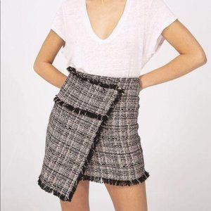 IRO Mini Skirt Tweed Passionate Pink Black Woven Fall Fashion Week Size 2